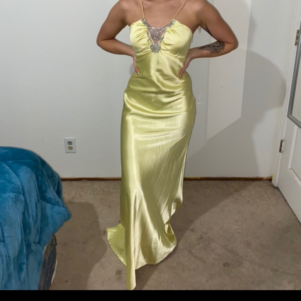 Silk yellow formal dress